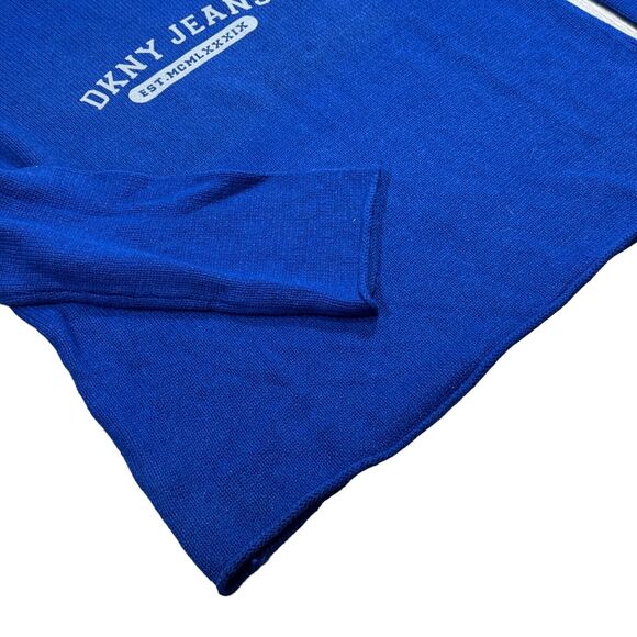 DKNY Jeans Sweaters Men's Small Blue Knit Logo Crew Ramie Insulated Pullover NWT - Picture 4 of 9